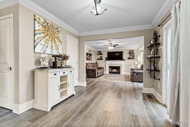 6833 Brandywine Ct, Fairview Heights, IL 62208 - hallway featuring light wood-style flooring, crown molding, and baseboards