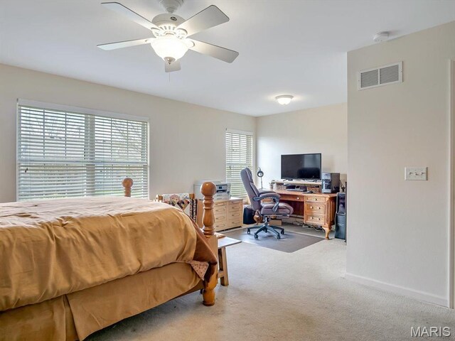 105 Megan Ct, Valmeyer, IL 62295 - bedroom with an office area, carpet floors, ceiling fan, and baseboards