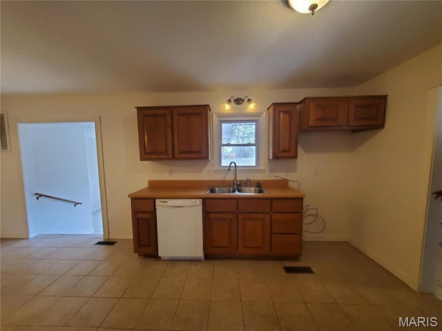 528 Dogwood Ln, Houston, MO 65483 - kitchen with a sink, white dishwasher, and brown cabinets