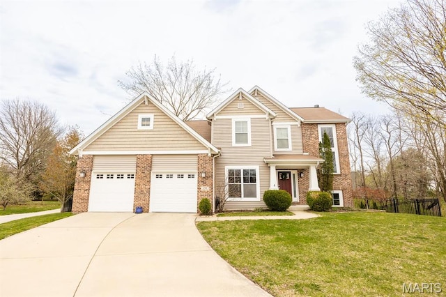 view of front of house with brick siding, driveway, and an attached garage