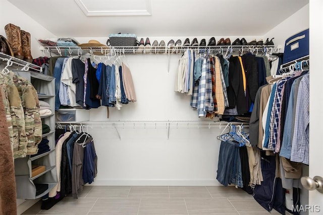 spacious closet with attic access