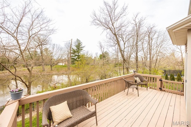 deck with a water view