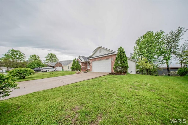 1106 Grandsir Ave, Rolla, MO 65401 - view of front of property with brick siding, concrete driveway, a front lawn, and a garage