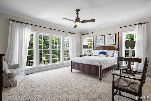1178 Turnberry Dr, Innsbrook, MO 63390 - bedroom featuring carpet flooring, crown molding, and ceiling fan