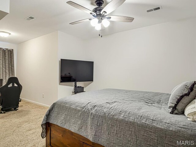 508 Southview Dr, Waterloo, IL 62298 - bedroom with carpet, a ceiling fan, and baseboards