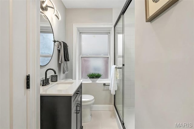 83 Chafford Woods, Saint Louis, MO 63144 - bathroom featuring vanity, a shower stall, and tile patterned floors