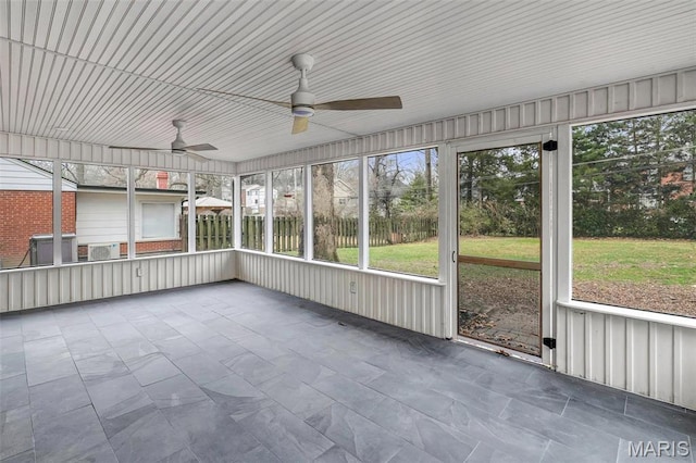 83 Chafford Woods, Saint Louis, MO 63144 - unfurnished sunroom featuring ceiling fan and plenty of natural light