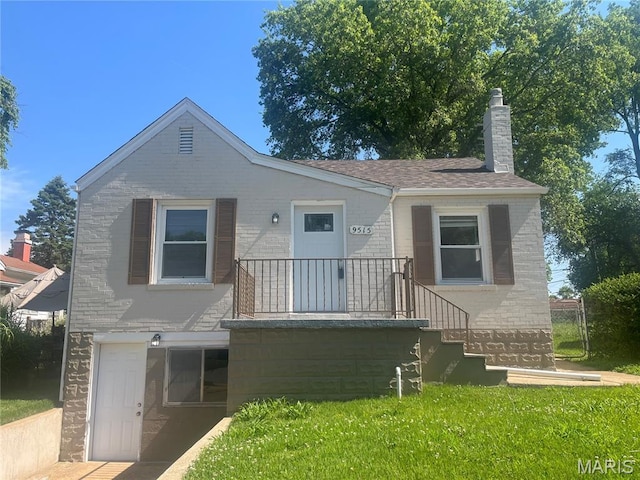 9515 Edmund Ave, Saint Louis, MO 63114 - view of front of property featuring a chimney, a front lawn, and brick siding