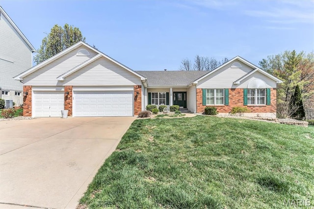 13463 Keller Ridge Cv, Saint Louis, MO 63128 - ranch-style home featuring brick siding, an attached garage, driveway, and a front yard