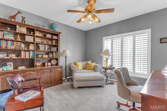 13463 Keller Ridge Cv, Saint Louis, MO 63128 - carpeted office space featuring ceiling fan and baseboards