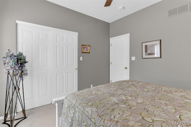 13463 Keller Ridge Cv, Saint Louis, MO 63128 - bedroom featuring carpet floors, a closet, and a ceiling fan