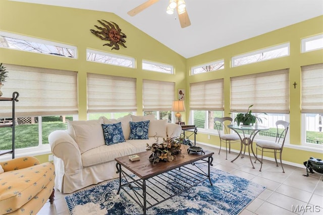 13463 Keller Ridge Cv, Saint Louis, MO 63128 - sunroom / solarium with healthy amount of natural light, tile patterned flooring, baseboards, and high vaulted ceiling