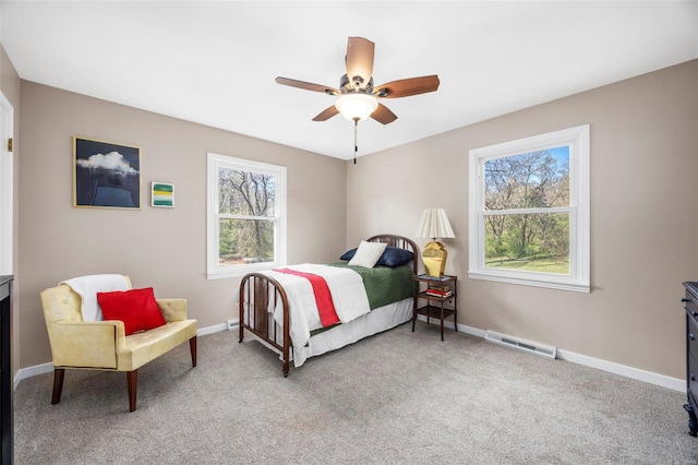 1300 Hudson Rd, Saint Louis, MO 63135 - carpeted bedroom with multiple windows, baseboards, and a ceiling fan