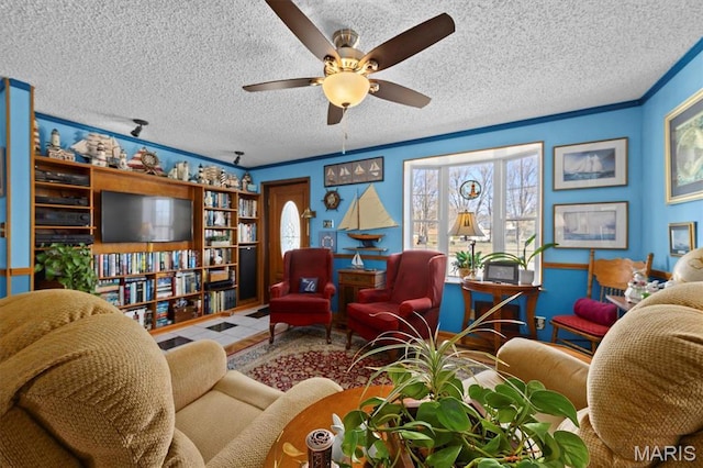 10 Mallard Dr, Carlyle, IL 62231 - living area with a ceiling fan and a textured ceiling