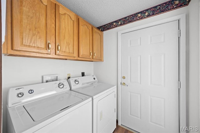 10 Mallard Dr, Carlyle, IL 62231 - laundry area with separate washer and dryer, cabinet space, and a textured ceiling