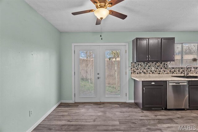 953 E 1st St, Washington, MO 63090 - doorway with a sink, french doors, plenty of natural light, ceiling fan, and a textured ceiling