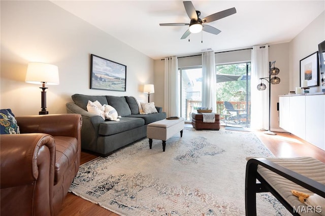 749 Sugar Glen Dr Unit 8, Saint Peters, MO 63376 - living room with wood finished floors and a ceiling fan