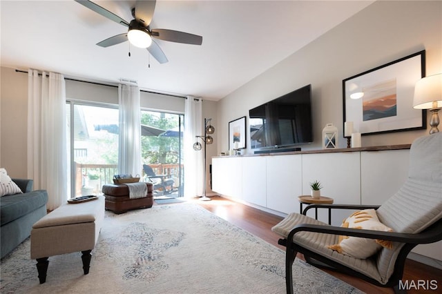 749 Sugar Glen Dr Unit 8, Saint Peters, MO 63376 - living area featuring wood finished floors and a ceiling fan