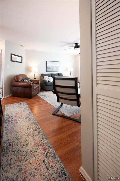 749 Sugar Glen Dr Unit 8, Saint Peters, MO 63376 - living area featuring wood finished floors and ceiling fan