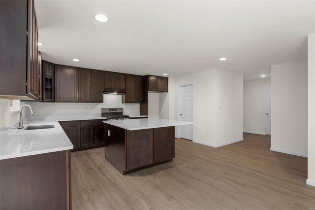 2414 Chukka Dr, Eureka, MO 63025 - kitchen featuring a sink, baseboards, light wood-style floors, and recessed lighting