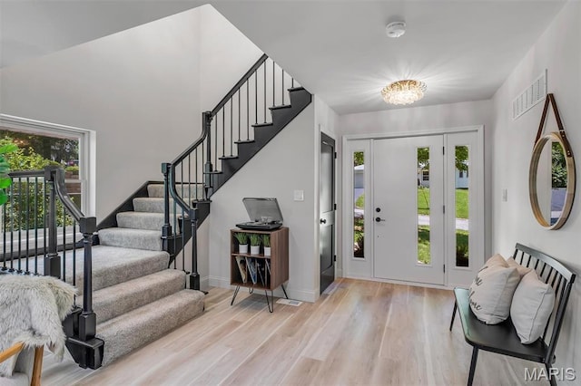 406 Meyer Ave, Saint Louis, MO 63122 - foyer with stairway and wood finished floors