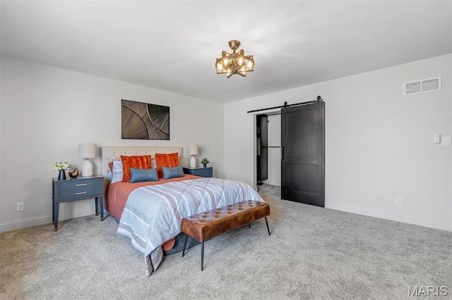 406 Meyer Ave, Saint Louis, MO 63122 - carpeted bedroom with a barn door and a chandelier