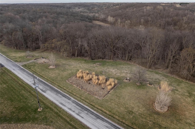 drone / aerial view of a heavily wooded area