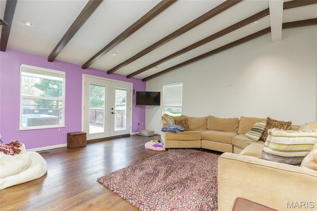86 Pebblebrook Ln, Saint Louis, MO 63146 - living area with french doors, wood finished floors, baseboards, and recessed lighting