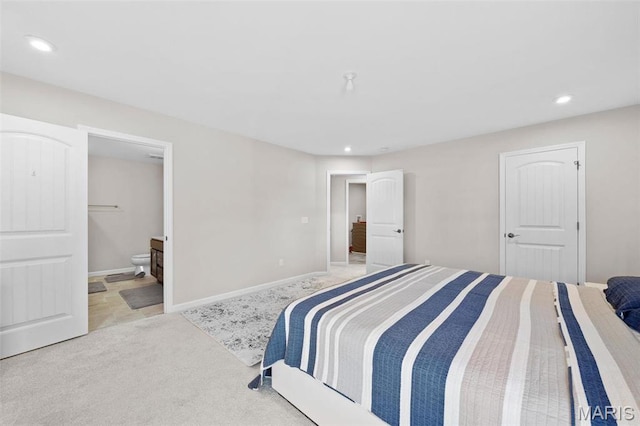 905 Sugar Pear St, Saint Charles, MO 63301 - bedroom with light carpet, recessed lighting, and connected bathroom