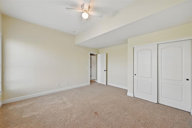 2707 Fairway Estates Dr, Wentzville, MO 63385 - unfurnished bedroom with carpet flooring, baseboards, a closet, and a ceiling fan
