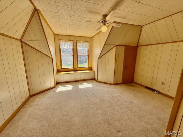 201 W Barr Ave, Jerseyville, IL 62052 - bonus room featuring ceiling fan, carpet flooring, and wooden walls