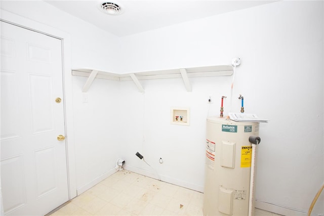 106 N A St, Cuba, MO 65453 - laundry area with electric water heater, electric dryer hookup, hookup for a washing machine, hookup for a gas dryer, and light floors