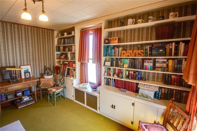 502 N State St, Jerseyville, IL 62052 - sitting room with wallpapered walls and carpet floors