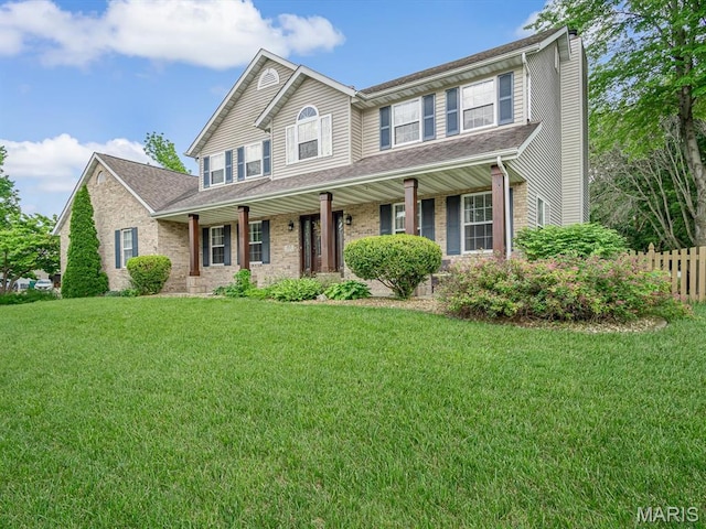 157 Knob Creek Ln, Ofallon, IL 62269 - view of front of property featuring a chimney and a porch