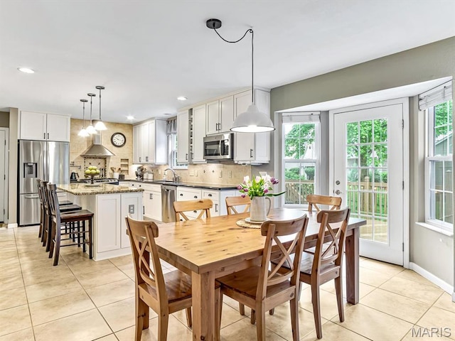 157 Knob Creek Ln, Ofallon, IL 62269 - dining room featuring light tile patterned floors and recessed lighting
