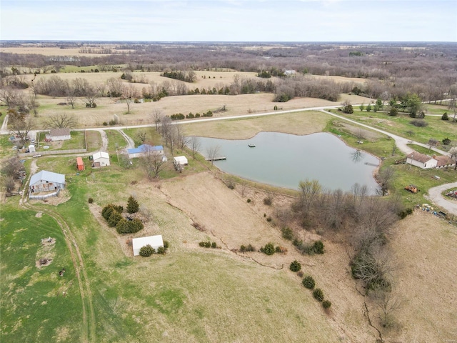 23425 N Everett Carr Rd, Mo, MO 65243 - aerial view of property and surrounding area featuring a large body of water and rural landscape
