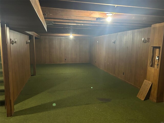 10314 Viscount Dr, Saint Louis, MO 63136 - finished below grade area with wooden walls and carpet flooring