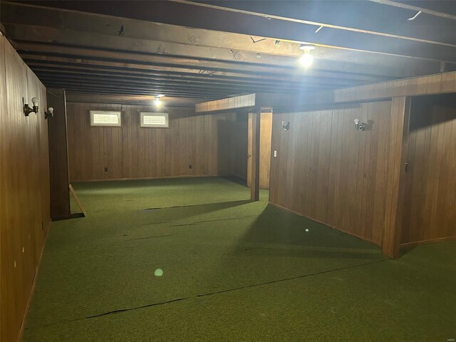 10314 Viscount Dr, Saint Louis, MO 63136 - finished basement featuring carpet and wood walls
