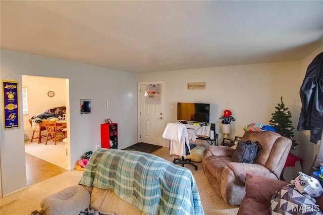 living room with carpet floors