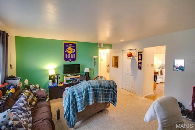 living room with carpet floors