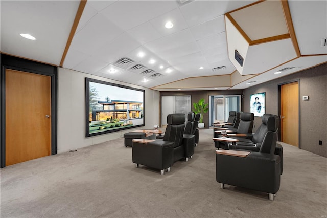 5089 Waterman Blvd, Saint Louis, MO 63108 - cinema room with carpet flooring and vaulted ceiling