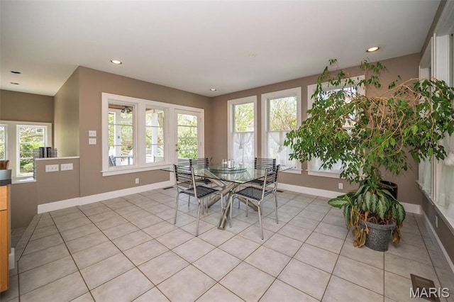 1211 S Geyer Rd, Saint Louis, MO 63122 - dining area with baseboards, light tile patterned floors, and recessed lighting