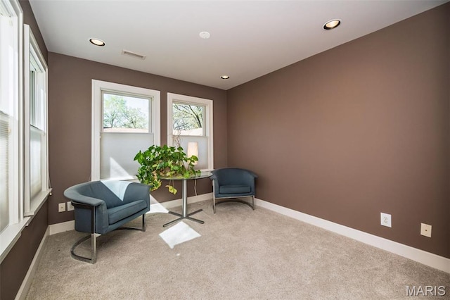 1211 S Geyer Rd, Saint Louis, MO 63122 - living area featuring baseboards, carpet floors, and recessed lighting