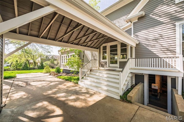 1211 S Geyer Rd, Saint Louis, MO 63122 - view of patio / terrace with a carport and stairway
