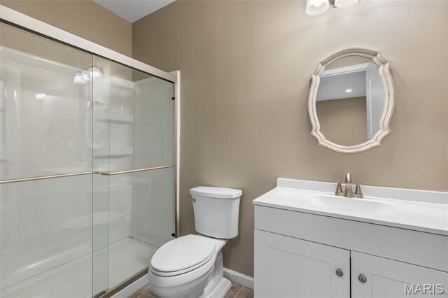 408 Hamlet Ct, Lake St Louis, MO 63367 - bathroom featuring vanity and a stall shower