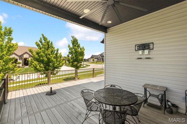 408 Hamlet Ct, Lake St Louis, MO 63367 - deck featuring a ceiling fan