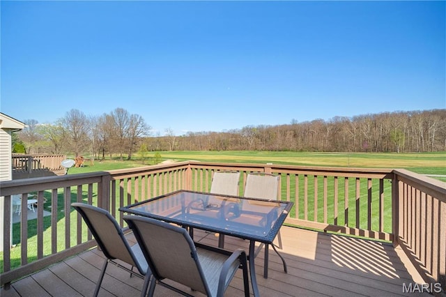 918 Fairway Dr, Union, MO 63084 - wooden deck with outdoor dining space and a lawn