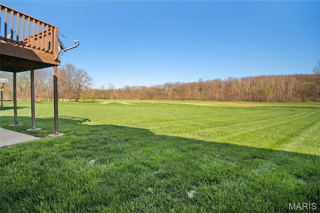 918 Fairway Dr, Union, MO 63084 - view of green lawn with a wooden deck