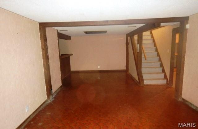 6530 Farm Pond Ct, Florissant, MO 63033 - corridor featuring stairs and baseboards