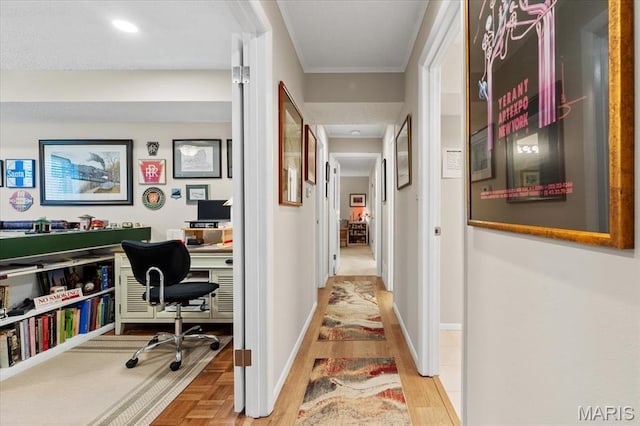 10358 Chimney Rock Dr Unit 2, Saint Louis, MO 63146 - corridor featuring a desk and baseboards